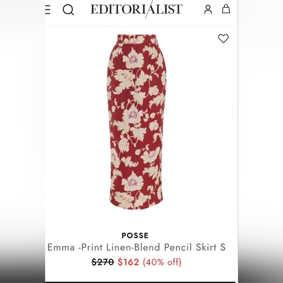 Posse Emma Floral Print High-Waisted Linen Midi Skirt XS - Picture 4 of 13